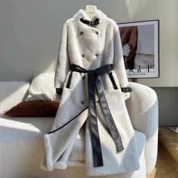 Winter Fashion High-end Temperament Long Fur Coat For Women New Double Breasted Loose Belt Thicken Warm Fur Jacket Outwear