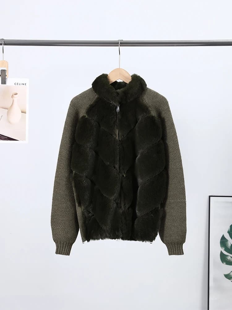 Casual Faux Fur Patchwork Women Jacket Elegant Design Sense Long Sleeves Female Coat 2025 Autumn Winter Fashion Lady Streetwear