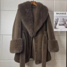 Coats Faux Fox Fur Women Thick Warm Long Coat Turn Down Collar Maxi Warm Jackets Thick Elegant Coat Belt Outerwear Autumn Winter