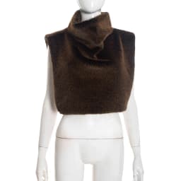 FAGADOER Winter New Fashion Fur Patchwork Bodycon Jacket Woman Green High Neck Sleeveless Crop Top Female Streetwear Clothing