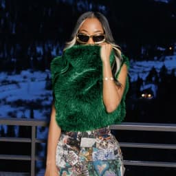FAGADOER Winter New Fashion Fur Patchwork Bodycon Jacket Woman Green High Neck Sleeveless Crop Top Female Streetwear Clothing
