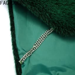 FAGADOER Winter New Fashion Fur Patchwork Bodycon Jacket Woman Green High Neck Sleeveless Crop Top Female Streetwear Clothing