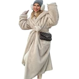 2025 Luxury Brand Hooded Faux Fur Coat Women Plus Long Warm Thick Winter Mink Fur Outerwear High-End Furry Belts Fur Overcoat