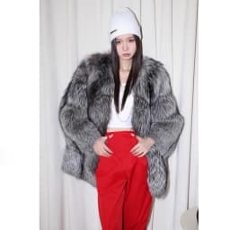 Women's fur coat Autumn-winter silver fox whole skin fox fur medium long thick long fur coat warm casual trench coat