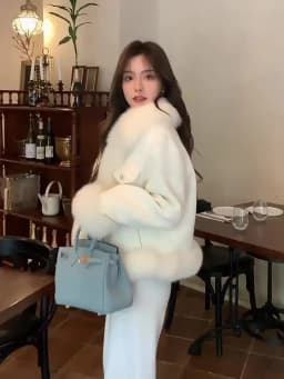 Sparkling Small Fragrant Wind Fur Coat Women 2023 Autumn/Winter New Combination Rough Tweed Imitation Fox Fur Top Warm cardigan