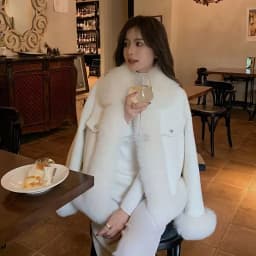 Sparkling Small Fragrant Wind Fur Coat Women 2023 Autumn/Winter New Combination Rough Tweed Imitation Fox Fur Top Warm cardigan