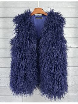 ZADORIN Fashion Winter 75cm Long Fluffy Faux Fur Vest Women Colorful Faux Mongolia Sheep Fur Gilet Fake Fur Jackets Women Coats
