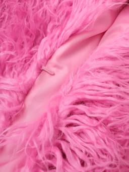 DEAT Fashion Rose Red Imitation Mongolia Sheep Fur Coat Women's Round Neck Loose Long Sleeves Faux Fur Jacket Winter New