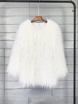 DEAT Fashion Rose Red Imitation Mongolia Sheep Fur Coat Women's Round Neck Loose Long Sleeves Faux Fur Jacket Winter New