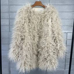 DEAT Fashion Rose Red Imitation Mongolia Sheep Fur Coat Women's Round Neck Loose Long Sleeves Faux Fur Jacket Winter New