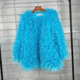 DEAT Fashion Rose Red Imitation Mongolia Sheep Fur Coat Women's Round Neck Loose Long Sleeves Faux Fur Jacket Winter New
