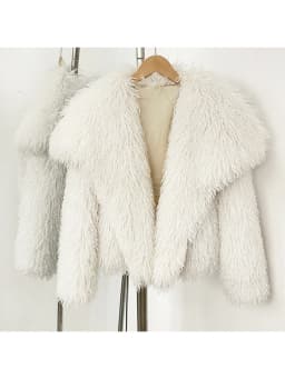 Mueyeruho 2025 Fall Winter Women Faux Fur Jacket Coat Tassel Solid Long Sleeve Thick Warm Overcoat Outwear Fluffy Coat For Women