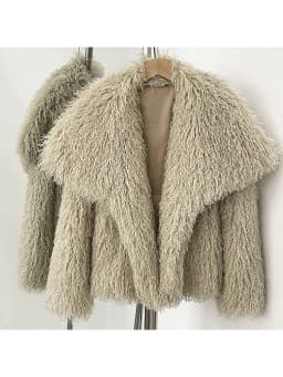 Mueyeruho 2025 Fall Winter Women Faux Fur Jacket Coat Tassel Solid Long Sleeve Thick Warm Overcoat Outwear Fluffy Coat For Women