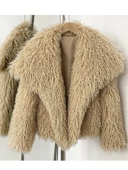 Mueyeruho 2025 Fall Winter Women Faux Fur Jacket Coat Tassel Solid Long Sleeve Thick Warm Overcoat Outwear Fluffy Coat For Women