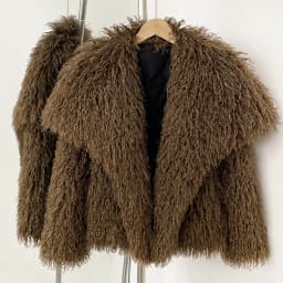 Mueyeruho 2025 Fall Winter Women Faux Fur Jacket Coat Tassel Solid Long Sleeve Thick Warm Overcoat Outwear Fluffy Coat For Women