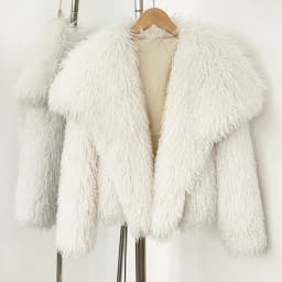 Mueyeruho 2025 Fall Winter Women Faux Fur Jacket Coat Tassel Solid Long Sleeve Thick Warm Overcoat Outwear Fluffy Coat For Women