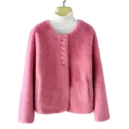 Autumn Winter Female Faux Mink Imitation Fur Coat 2025 Women O-Neck Short Fur Jacket Ladies Long Sleeve Warm Plush Outerwear