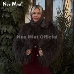 Neo Mint Winter 2025 Tassels Faux Fur Coat for Women Stylish Chic Fluffy Fur Jacket Furry Fox Fur Overcoat Girl Shaggy Outerwear