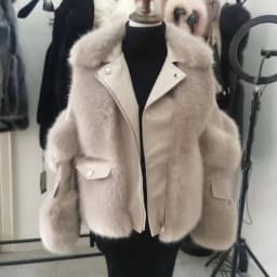 2026 Winter New Fashion Imitation Fox Fur Short Young Coat Fashion Temperament Motorcycle style fur Coats Warm Female Parkas