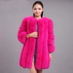 Luxury Long Faux Fox Fur Coat Women Slim Solid Color Faux Fur Jacket Women 4XL Large Size Winter Fake Fur Coats Manteau Fourrure