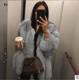 Luxury Long Faux Fox Fur Coat Women Slim Solid Color Faux Fur Jacket Women 4XL Large Size Winter Fake Fur Coats Manteau Fourrure