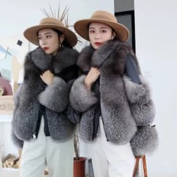 2025 Winter New Imitation Fox Fur Grass Jacket for Women Short Fashion long sleeves Motorcycle Jackets Women's Zipper Outwear