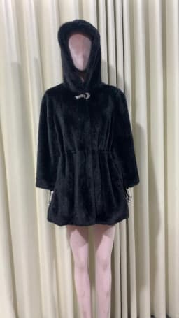 Lautaro Winter Black Warm Thick Hairy Soft Faux Mink Fur Coat Women with Hood Elegant Luxury Fluffy Jacket 2022 4xl 5xl 6xl 7xl
