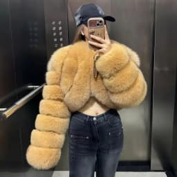 Warm Faux Fur Coats Women Short Overcoats Loose O Neck Long Sleeves Covered Button Straight Work Y2k Casual 2026 Autumn Winter