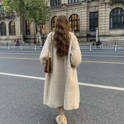 Women Fur Cardigan Thickened Long2025Spring And Autumn V-neck Jacket Female Loose Simple Leisure With Buttons Faux Fur Mink Coat