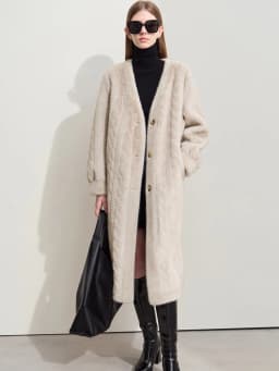 Women Fur Cardigan Thickened Long2025Spring And Autumn V-neck Jacket Female Loose Simple Leisure With Buttons Faux Fur Mink Coat