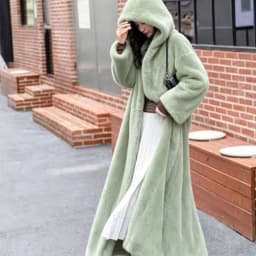 Women Thick Maxi Jacket Y2k Autumn Winter Belt Faux Fur Maxi Coat Long Warm Luxury Belt Fur Black Parkas Bontjas Furry Outerwear