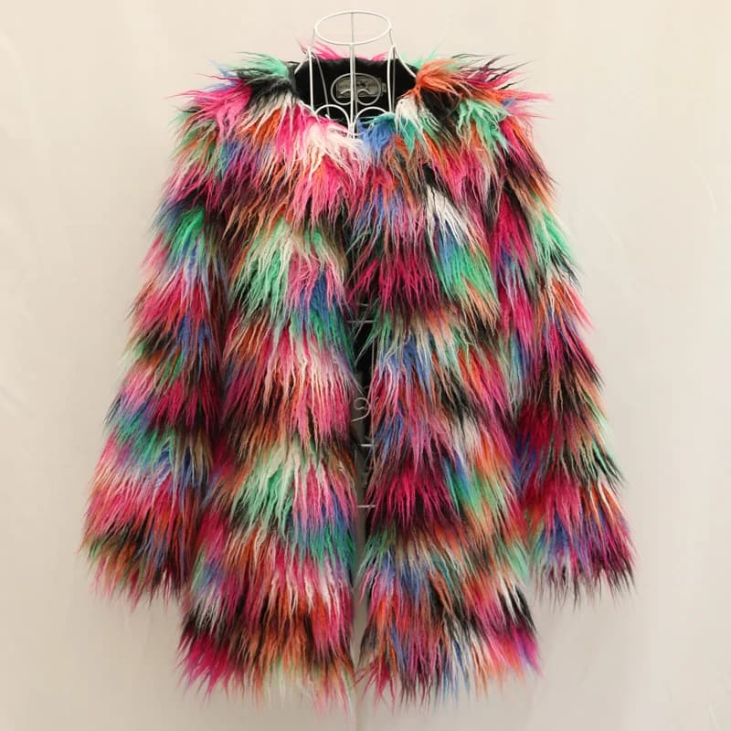 Women's lamb fur medium length thickened faux beach wool fur coat women's tide coat