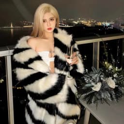 Ladies Spice sexy zebra fur coat fox fur mid-length coat temperament winter thick