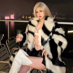 Ladies Spice sexy zebra fur coat fox fur mid-length coat temperament winter thick