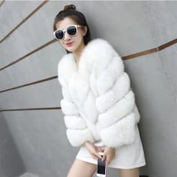 HJQJLJLS 2021 Winter New Fashion Women Short Faux Fox Fur Coat Female Long Sleeve Thick Warm Faux Fur Jacket Green Outerwear