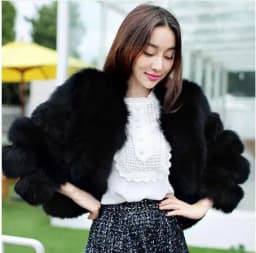 HJQJLJLS 2021 Winter New Fashion Women Short Faux Fox Fur Coat Female Long Sleeve Thick Warm Faux Fur Jacket Green Outerwear