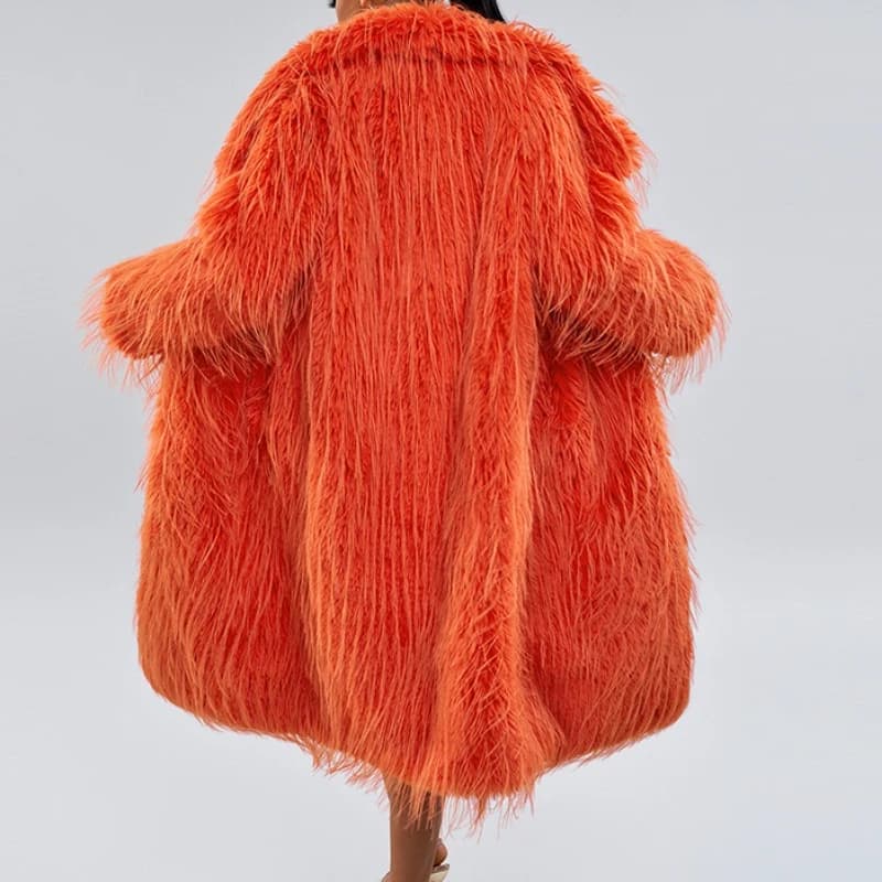 Faux Fur Women Long Coats Jackets Turn Down Collar Coat Thick Warm Y2k Streetwear Jacket Work Outerwear Autumn Winter 2025