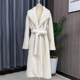 Tuularose Faux Fur Long Coat Women's Lace-up Thickened Long Fur Coat Jacket 2025 Winter Fluffy Plush Warm Lapel Vintage Outwear
