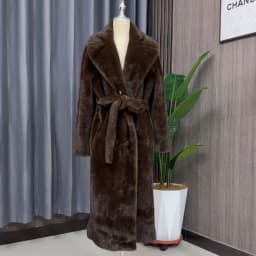 Tuularose Faux Fur Long Coat Women's Lace-up Thickened Long Fur Coat Jacket 2025 Winter Fluffy Plush Warm Lapel Vintage Outwear