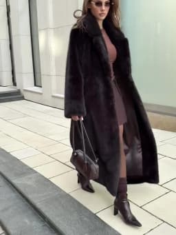 Tuularose Faux Fur Long Coat Women's Lace-up Thickened Long Fur Coat Jacket 2025 Winter Fluffy Plush Warm Lapel Vintage Outwear