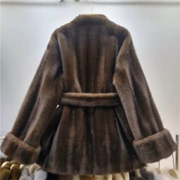 DEAT 2026 Autumn Winter New Fashion Style Faux Mink Fur Belted Coat For Women High Quality Soft Lace-up Waist Jacket 11A07840