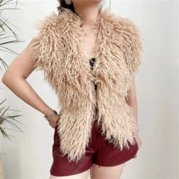 LANMREM 2025 New Faux Fur Vest For Women Imitation Shearling Sexy Backless Halter Top Autumn Winter Chic Clothing 2DB4916