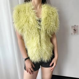 LANMREM 2025 New Faux Fur Vest For Women Imitation Shearling Sexy Backless Halter Top Autumn Winter Chic Clothing 2DB4916