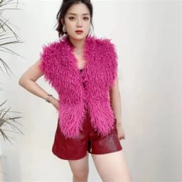 LANMREM 2025 New Faux Fur Vest For Women Imitation Shearling Sexy Backless Halter Top Autumn Winter Chic Clothing 2DB4916