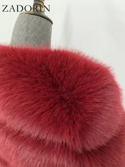 ZADORIN Luxury Cropped White Faux Fox Fur Coat Woman Clothing V Neck Long Sleeve Winter Fluffy Faux Fur Jacket Fur Coats Woman