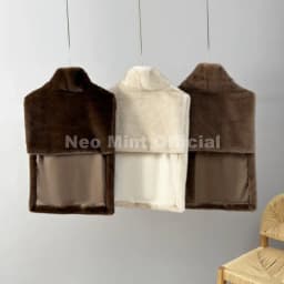 Neo Mint Eco Mink Fur Tank Top Sleeveless Jacket Coat Women 2025 Brand Fashion Faux Fur Sable Vest Crop Autumn Winter Turtleneck