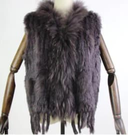 New Real ladies Genuine Knitted Rabbit Fur Vest With Raccoon Fur Trimming Waistcoat Winter Fur Jacket harppihop fur