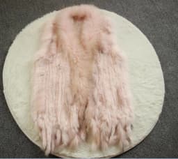 New Real ladies Genuine Knitted Rabbit Fur Vest With Raccoon Fur Trimming Waistcoat Winter Fur Jacket harppihop fur