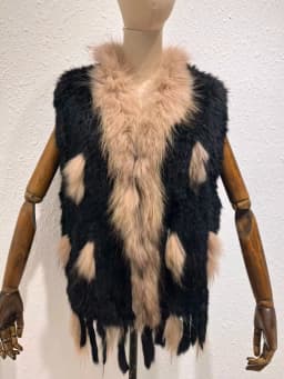 New Real ladies Genuine Knitted Rabbit Fur Vest With Raccoon Fur Trimming Waistcoat Winter Fur Jacket harppihop fur