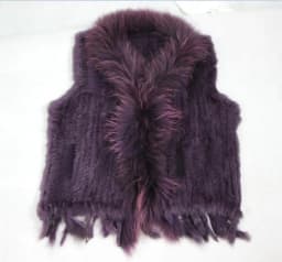 New Real ladies Genuine Knitted Rabbit Fur Vest With Raccoon Fur Trimming Waistcoat Winter Fur Jacket harppihop fur